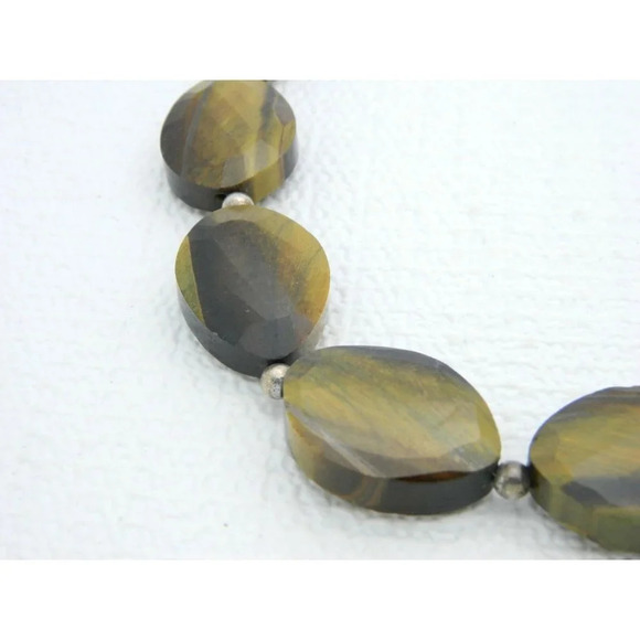 Vintage .925 Silver Trapezoid Faceted Tiger's Eye - Picture 3 of 4